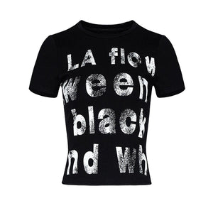 Lapargay slim-fit cropped T-shirt retro letter print hot girl style high-waist top L75200206V - Lapargay