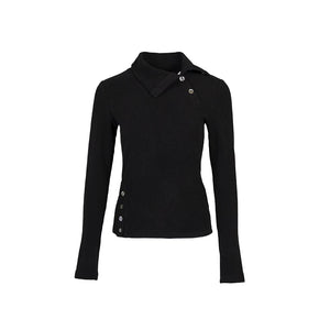 Lapargay Slim-fit High-neck Knit Top Adjustable Collar High-stretch Knit L78100313C - Lapargay