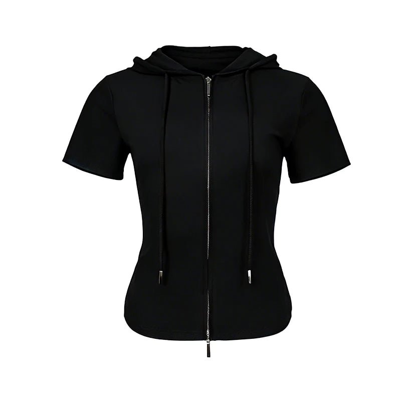 Lapargay slim fit hooded short jacket double zip design cleanly outlines waistline L78201908V - Lapargay