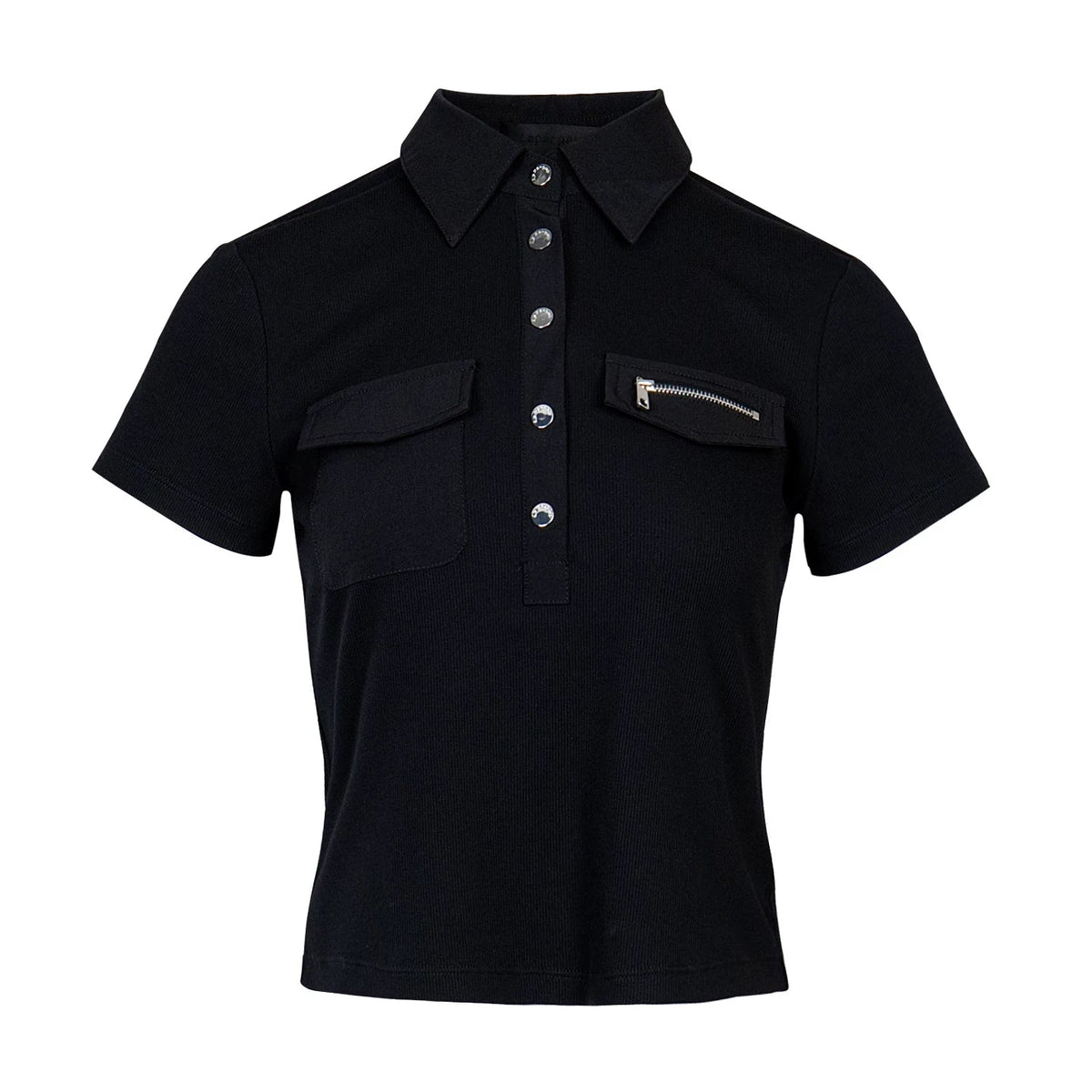 Lapargay Slim Fit Spread Collar Short-Sleeve T-Shirt with Pocket Detail, Neat Utility Style L78200222V - Lapargay