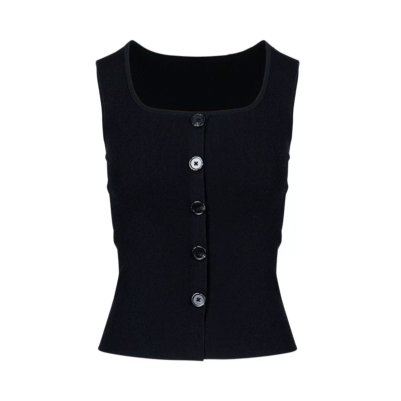 Lapargay Square Neck Slim Fit Vest, Figure-Flattering, Versatile for Work or Layering L78208101C - Lapargay