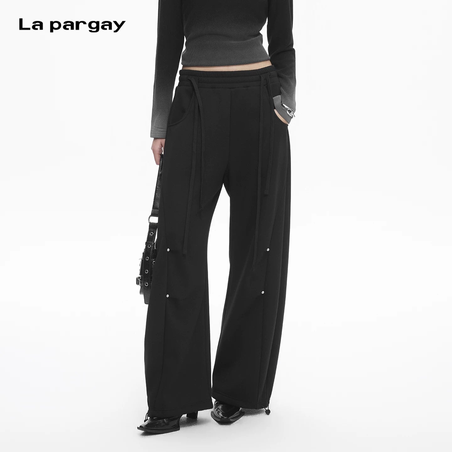 Lapargay Street Style Cargo Casual Pants, Side Pockets, Slimming Wide-leg Design L78102802C - Lapargay