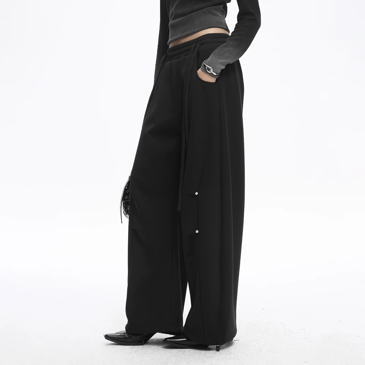 Lapargay Street Style Cargo Casual Pants, Side Pockets, Slimming Wide-leg Design L78102802C - Lapargay