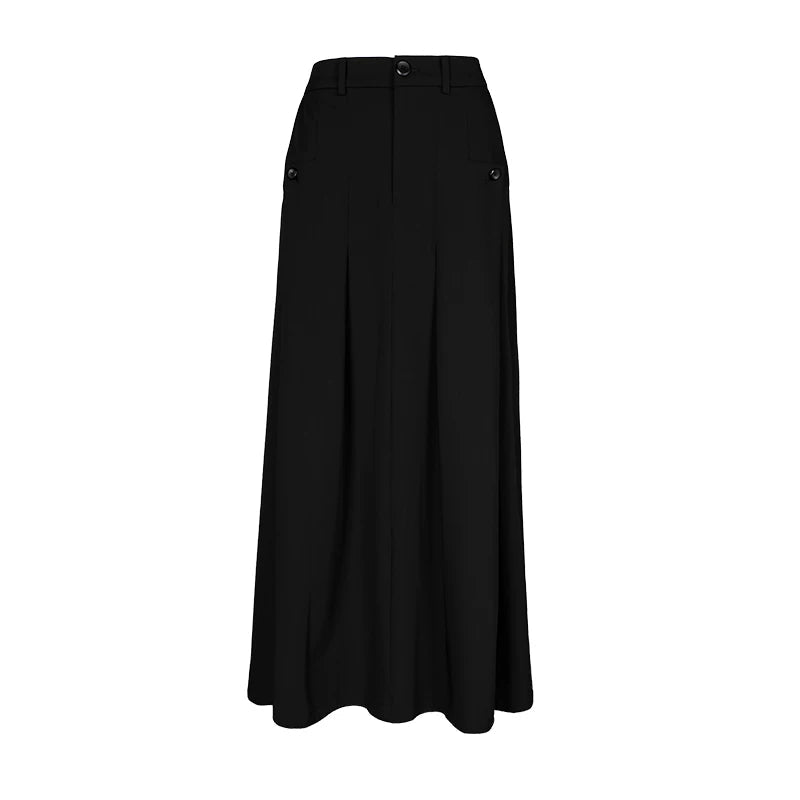 Lapargay Suit Fabric Slimming Hip-covering Versatile Black Long Skirt for Commute L75209107V - Lapargay