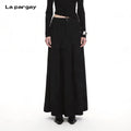 Lapargay Suit Fabric Slimming Hip-covering Versatile Black Long Skirt for Commute L75209107V - Lapargay