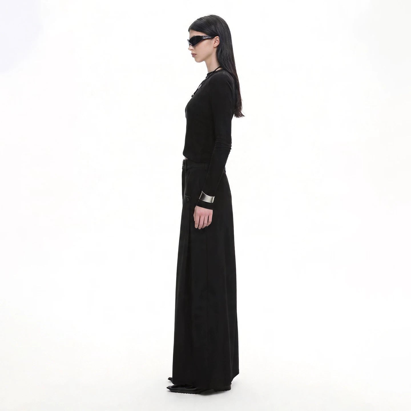 Lapargay Suit Fabric Slimming Hip-covering Versatile Black Long Skirt for Commute L75209107V - Lapargay