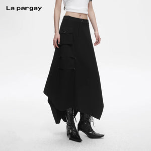 Lapargay Techwear Cool Style Skirt Three-Dimensional Cargo Pocket Irregular Long Skirt L78209107V - Lapargay