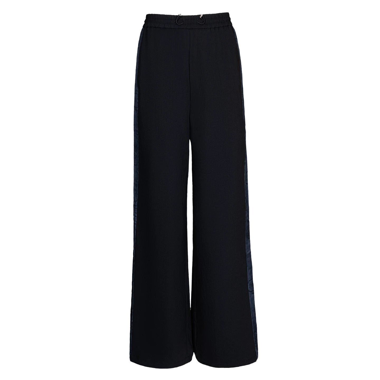 Lapargay textured drape wide-leg casual pants contrast side stripe double button drawstring high waist L75102602V - Lapargay