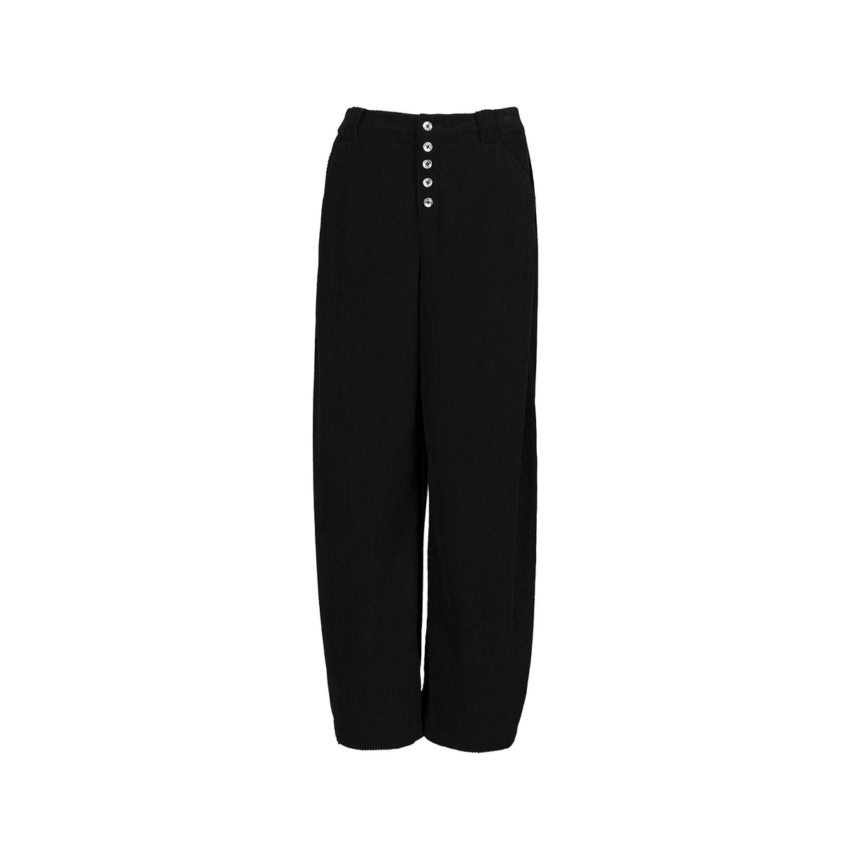 Lapargay Textured High-Waist Casual Pants with Multi-Button Waistband, Wide Leg Silhouette L78102626C - Lapargay