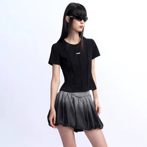 Lapargay 【Traces Collection】 Series Paneled Short Sleeve T-Shirt Slim Fit Layering L75300201V - Lapargay