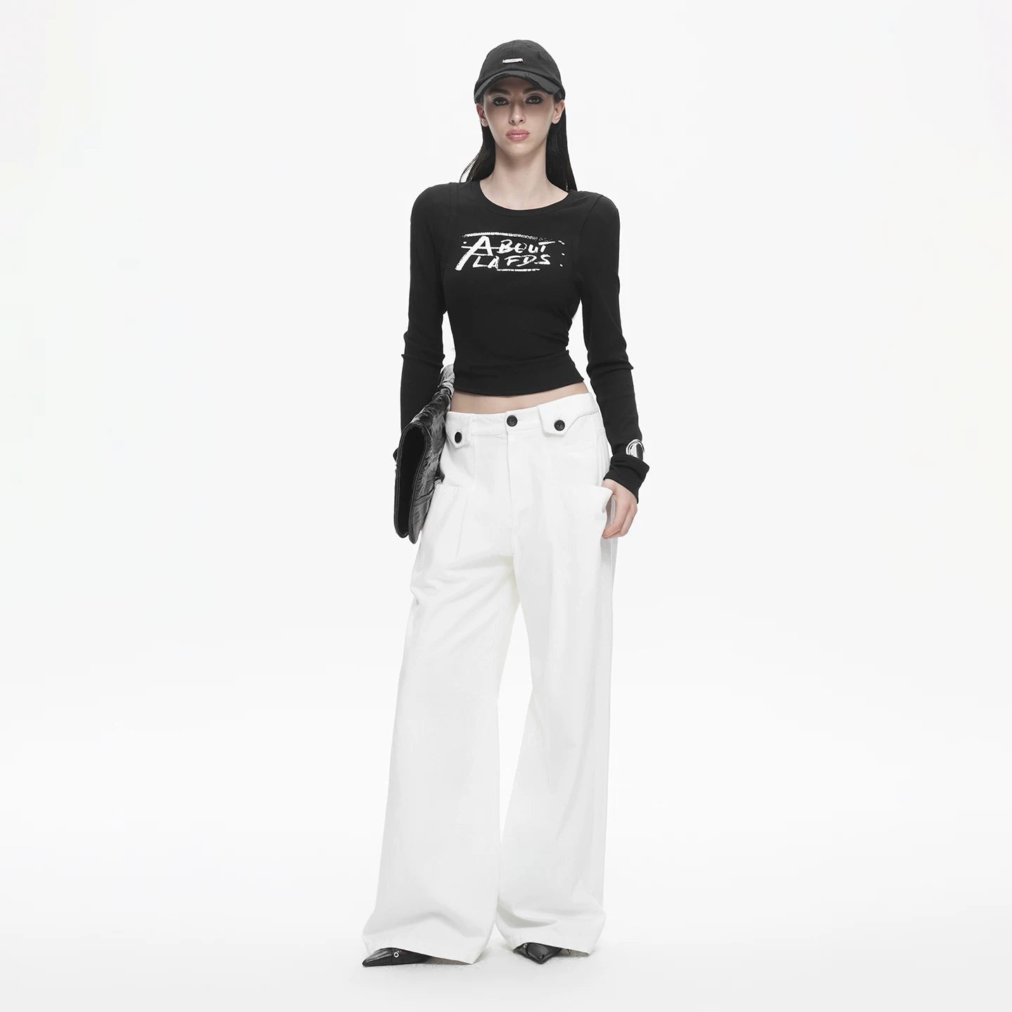 Lapargay Two-in-One Slim Long Sleeve T-Shirt, Letter Graffiti Print, High Stretch Skin-friendly L78100314V - Lapargay
