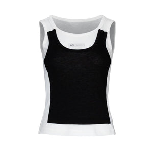 Lapargay U-Neck Faux Two-Tone Contrast Top Fitted and Slimming Not Tight Skin-Friendly Breathable L78200106V - Lapargay