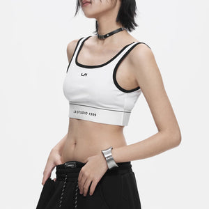 Lapargay U-Neck Slim Fit Cropped Vest Stretchy Hem Everyday Versatile L78200107C - Lapargay