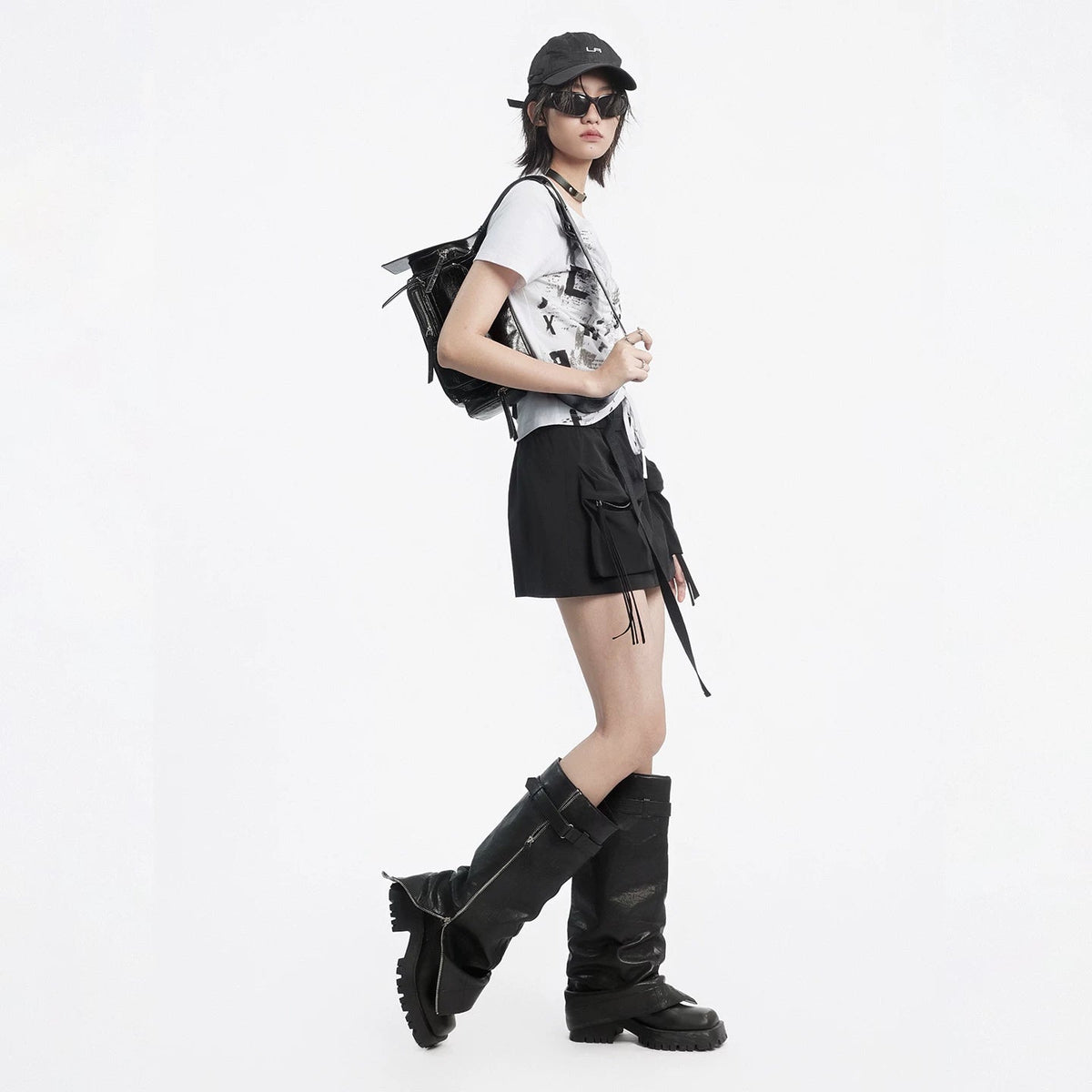 Lapargay utility cargo mini skirt strap design cool street style L78209201V - Lapargay