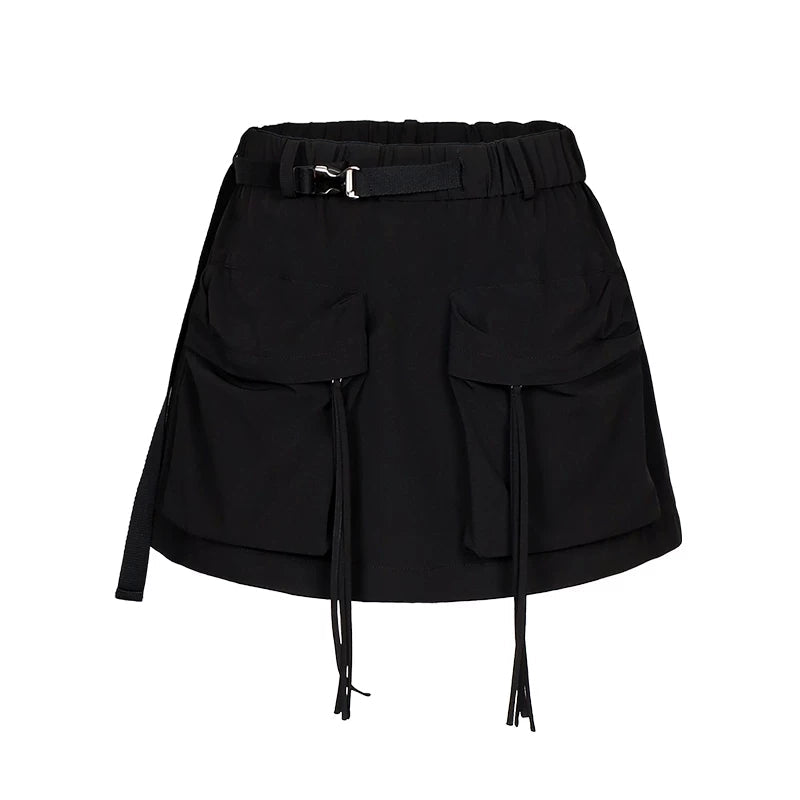 Lapargay utility cargo mini skirt strap design cool street style L78209201V - Lapargay