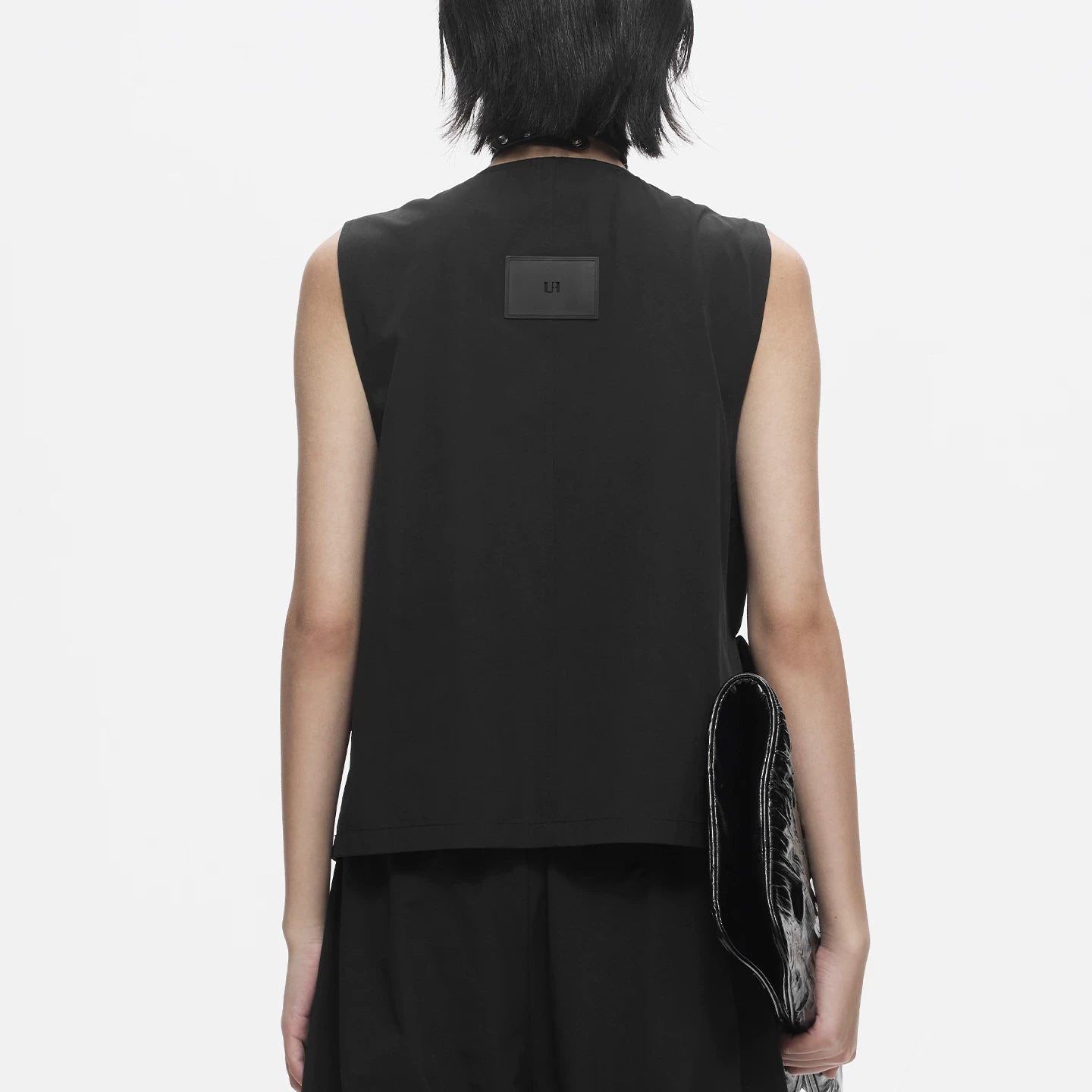 Lapargay V-Neck Single Button Vest Three-Dimensional Large Pockets Metal Zipper Design L78201404V - Lapargay