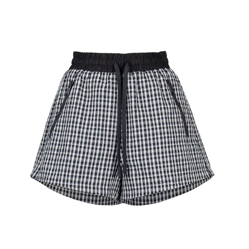 Lapargay Vintage Black and White Plaid Side Contrast Loose Wide-Leg Casual Pants L78202901S - Lapargay