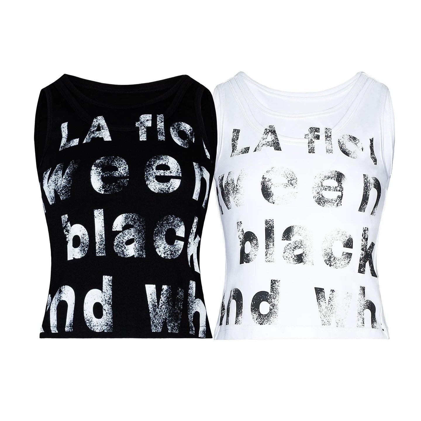 Lapargay vintage letter print hot girl slim short vest L75200103V - Lapargay