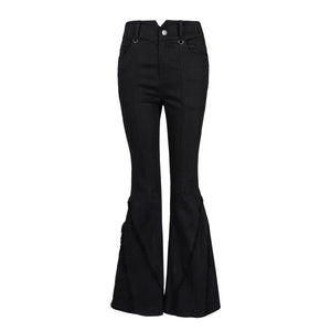 Lapargay Vintage Luxe Casual Pants with Fine Frayed Hem, Slimming Flared Leg L78102611V - Lapargay