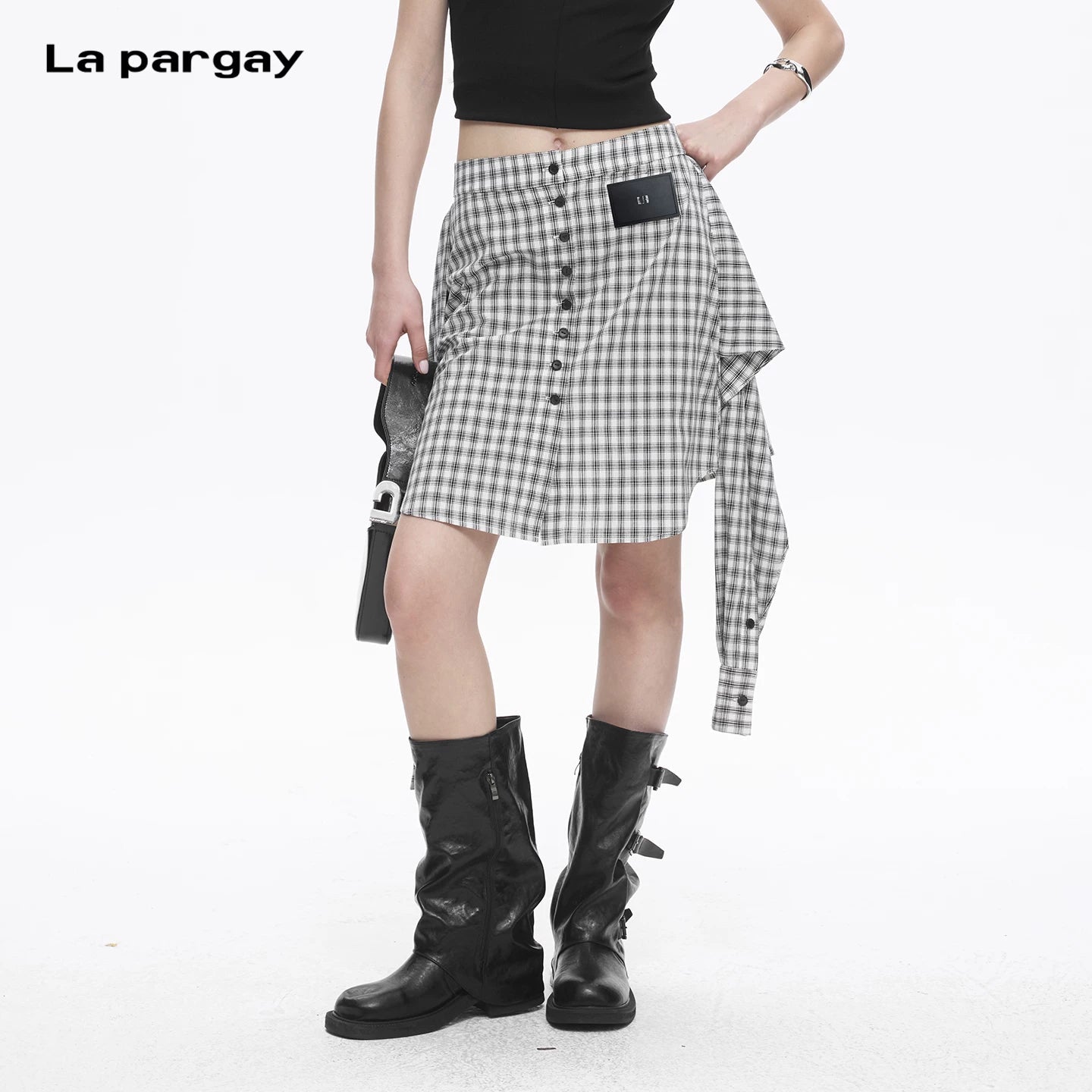 Lapargay Vintage Plaid Skirt, Two-in-One Design, Adaptable to Multiple Outfits L78209205C - Lapargay