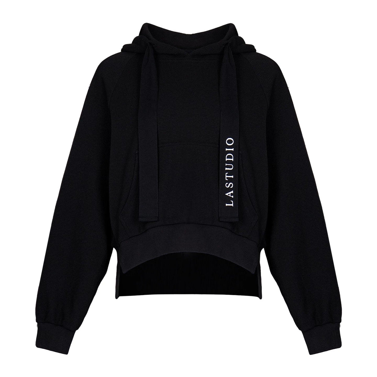 Lapargay Waffle Casual Hoodie Extended Drawstring Slightly Dropped Shoulder Modifies Shoulder Shape L78101984S - Lapargay