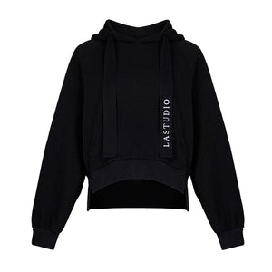 Lapargay Waffle Casual Hoodie Extended Drawstring Slightly Dropped Shoulder Modifies Shoulder Shape L78101984S - Lapargay