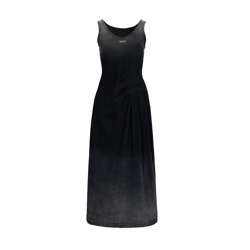 Lapargay Waist-Defined Camisole Dress Gradient Wash Irregular Tucks L78209014C - Lapargay