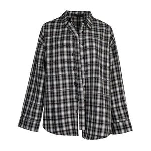 Lapargay [Wandering Plaid] classic plaid loose shirt, versatile styling L78101011S - Lapargay