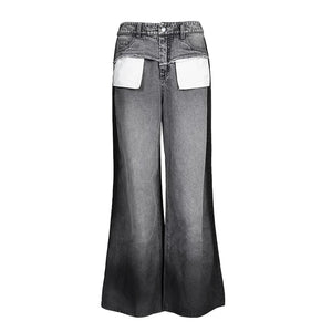 Lapargay Washed distressed denim casual pants Personality spliced Color contrast pockets L78102603V - Lapargay