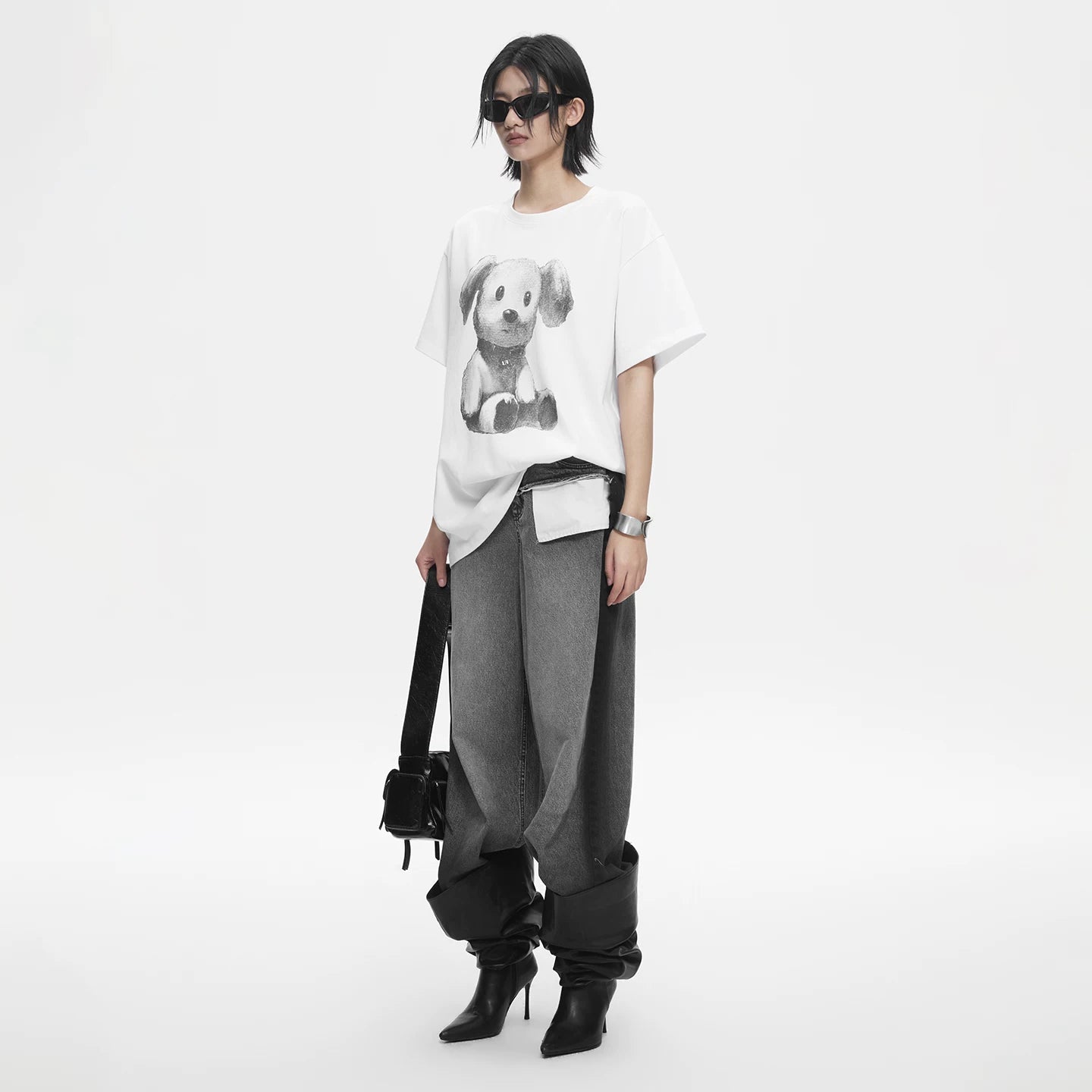 Lapargay Washed distressed denim casual pants Personality spliced Color contrast pockets L78102603V - Lapargay