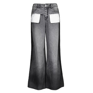 Lapargay Washed distressed denim casual pants Personality spliced Color contrast pockets L78102603V - Lapargay