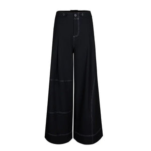 Lapargay wide-leg casual pants contrast stitching craft neat lines modify leg shape L78202606V - Lapargay
