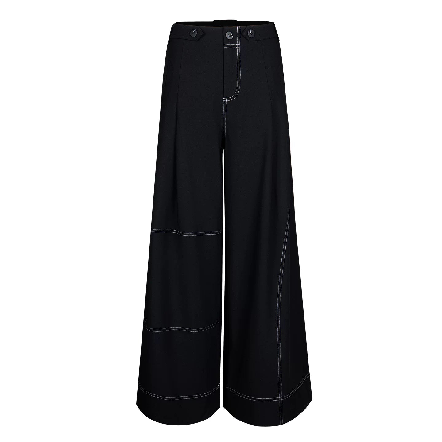 Lapargay wide-leg casual pants contrast stitching craft neat lines modify leg shape L78202606V - Lapargay