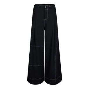 Lapargay wide-leg casual pants contrast stitching craft neat lines modify leg shape L78202606V - Lapargay